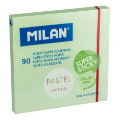 Notite Adezive Milan, Super Sticky, 90 File, 76x76 mm, Verde Pal, Bloc Notes, Post-it, Sticky Notes, Bloc de Hartie, Notite Adezive, Post-it-uri, Noti