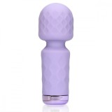 Vibrator Masaj Mini Wand Night Magic, 10 Moduri Vibratii, Silicon, USB, Mov, 11.4 cm