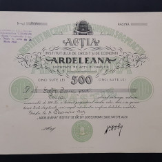 Actiune 1929 Orastie / Banca / Institutul de credit Ardeleana / actiuni / titlu