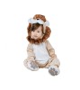 Costum carnaval Micul Leu copii marime 92/104 cm (3-4 ani) din poliester, salopeta gluga botosei, regele junglei, maro bej