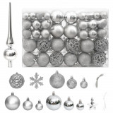 Set globuri de Craciun 111 buc., argintiu, polistiren GartenMobel Dekor, vidaXL