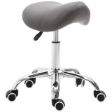 HOMCOM Scaun de lucru cu sa si roti, cu Inaltime reglabila pentru Saloane de coafor si Tatuaj, 52x53x49-61cm Gri | Aosom Romania