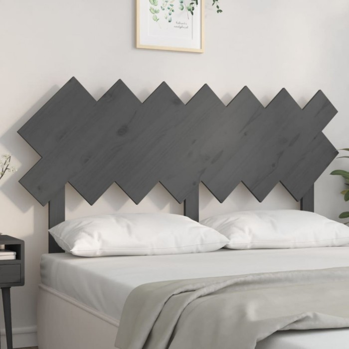 vidaXL Tăblie de pat, gri, 141x3x80,5 cm, lemn masiv de pin