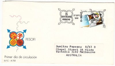 B14 - FDCS - Spania - filatelie - 1988 foto