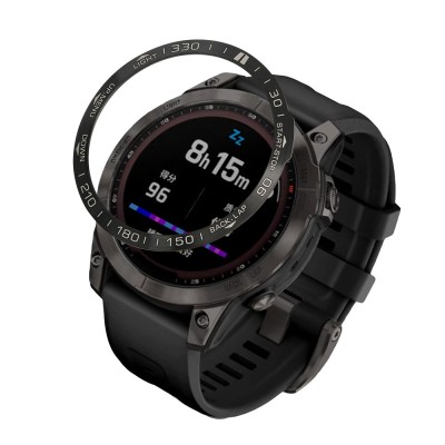 Rama cadran pentru Garmin Fenix 7, Kwmobile, Negru/Argintiu, Aluminiu, 58350.01 foto