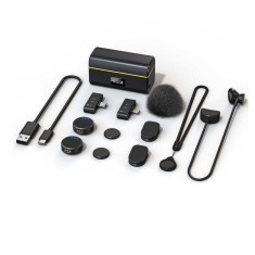Set 2 Microfoane Lavaliera Profesionale CRISTALIS SALE&trade;, Cu Accesorii Full, Rotunde cu Magnet, Mufe Type C si Lightning , Wireless, Reducere zgomot Am