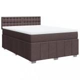Cumpara ieftin Pat continental cu saltea, maro inchis, 140x200 cm, textil