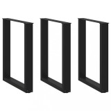VidaXL Picioare de masă &icirc;n formă de U, 3 buc., negru, 70x(72-73) cm, oțel
