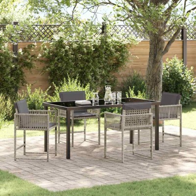 vidaXL Set de masă pentru grădină 5 pcs Gri deschis poliratan 3380763 foto