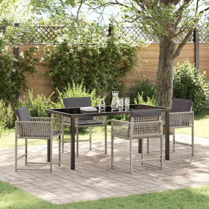 vidaXL Set de masă pentru grădină 5 pcs Gri deschis poliratan 3380763