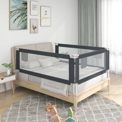 vidaXL Balustradă de protecție pat copii, gri &amp;icirc;nchis, 160x25 cm textil foto