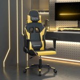 vidaXL Scaun de gaming de masaj, negru și auriu, piele ecologică 345447