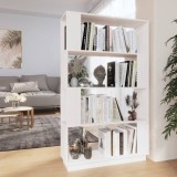 vidaXL Bibliotecă/Separator cameră, alb, 80x25x132 cm lemn masiv pin