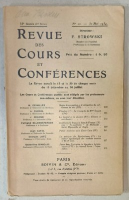 REVUE DES COURS ET CONFERENCES , No. 12 , 1934 foto