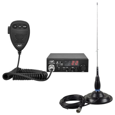 Kit Statie radio CB PNI Escort HP 8000L ASQ + Antena CB PNI ML145 cu magnet 145 PL foto