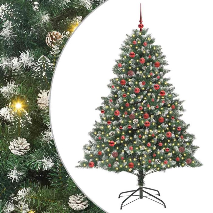 vidaXL Brad de Crăciun artificial cu 300 LED Verde 126 x 126 x 180 cm 3395233