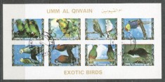 Umm al Qiwain 1973 Exotic birds, mini imperf.sheetlet, used T.021