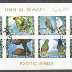 Umm al Qiwain 1973 Exotic birds, mini imperf.sheetlet, used T.021