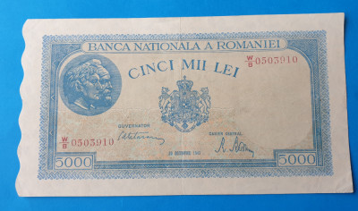 Bancnota 5000 Lei - Decembrie 1945 - circulata in stare buna foto