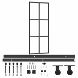 Ușă glisantă cu set feronerie, 76x205 cm, sticlă ESG/aluminiu