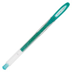 Pix cu gel Uni-ball Sparkling UM-120SP, 0.7mm,cu capac,corp transparent,scris verde cu sclipici
