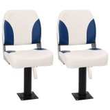 VidaXL Set scaun pliabil pentru barcă, albastru și alb, 41x36x48 cm
