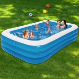 Piscina gonflabila pentru copii si adulti, PVC, 210x140x65 cm, albastru/alb