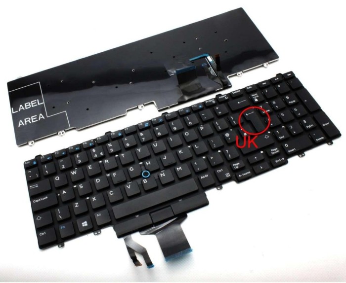 Tastatura Dell Latitude 15 5580 layout UK fara rama enter mare, Latitude E5550 layout UK fara rama enter mare