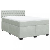 Cumpara ieftin Pat box spring cu saltea, gri deschis, 140x200 cm, catifea