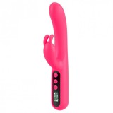 Vibrator dublu YOU2TOYS Pink Sunset Rabbit Vibrator, cu display digital, 10 funcții de vibrație, 4 viteze, culoare roz