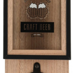 Desfacator si cutie pentru depozitare capace Craft Beer, 15.3x8.3x30 cm, lemn