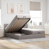Cumpara ieftin Cadru de pat otoman cu saltele Taupe 200x200cm țesătură