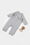 Cumpara ieftin Salopeta cu fermoar, Two thread, BabyCosy, 100% bumbac organic, Gri (Marime: 9-12 luni)