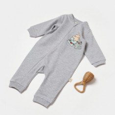 Salopeta cu fermoar, Two thread, BabyCosy, 100% bumbac organic, Gri (Marime: 12-18 Luni)