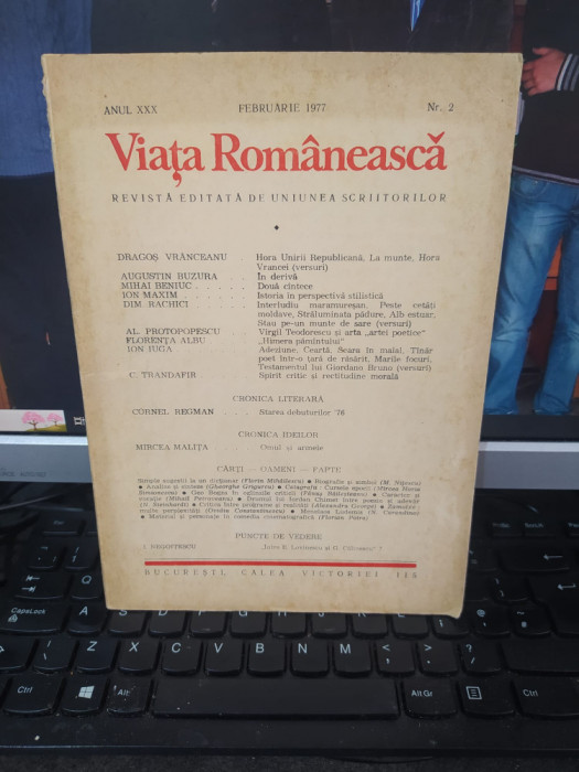 Viața Rom&acirc;nească, anul XXX, februarie 1977, nr. 2, Buzura, Beniuc, Malița, 009