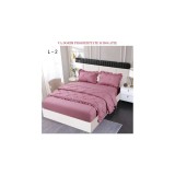 Cumpara ieftin Lenjerie de Pat Finet, Pliuri Brodate cu Elastic, 4piese, Roz Pudra - PUC122