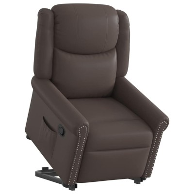 Scaun extensibil &amp;icirc;n picioare piele artificială maro strălucitor foto