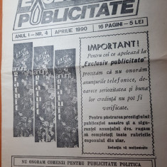 ziarul exclusiv publicitate aprilie 1990-ziar independent de reclame si anunturi