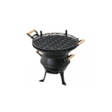 Gratar carbuni/lemne din fonta groasa vopsit, cu 3 picioare pentru camping, gradina, diametrul 35 cm