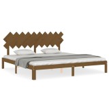 Cumpara ieftin Cadru pat cu tablie, maro miere, 200x200 cm, lemn masiv