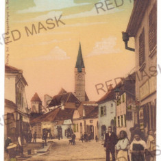 4823 - MEDIAS, Sibiu, street stores, Romania - old postcard - used - 1908