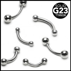 Piercing din titan pentru sprânceană, cu bile - Dimensiune: 1,6 mm x 8 mm x 3 mm