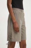 Answear Lab pantaloni scurti din bumbac culoarea verde, neted, high waist