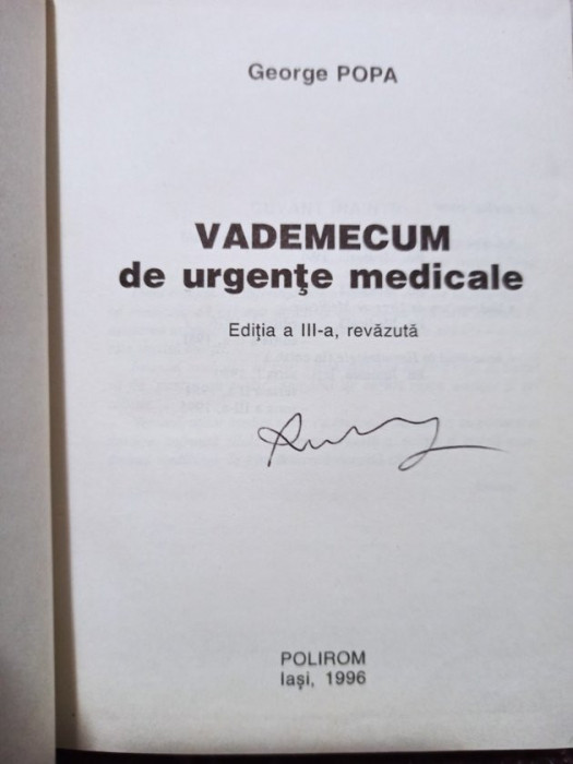 George Popa - Vademecum de urgente medicale, editia a III-a (1996)