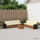 Cumpara ieftin Set de canapele de exterior 9 buc. 8-Locuri Natural si Crem