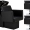 Set spalatorie coafor ?i 2x scaun coafor hidraulic rotativ pentru salon de coafura, chiuveta mobila, armatura, baterie, du?.