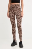 EA7 Emporio Armani leggins de antrenament culoarea maro, cu imprimeu, AF15565.7W000564