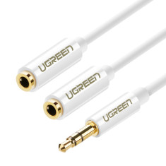 Cablu Cablu Ugreen Splitter Căști Mini Mufă 3,5 Mm - 2 X Mini Mufă 3,5 Mm (2 X Ieșire Stereo) 20 Cm Alb (AV134) 10739-UGREEN