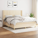 Gossi pat box spring cu saltea, crem, 160x200 cm, material textil