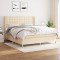 Gossi pat box spring cu saltea, crem, 160x200 cm, material textil